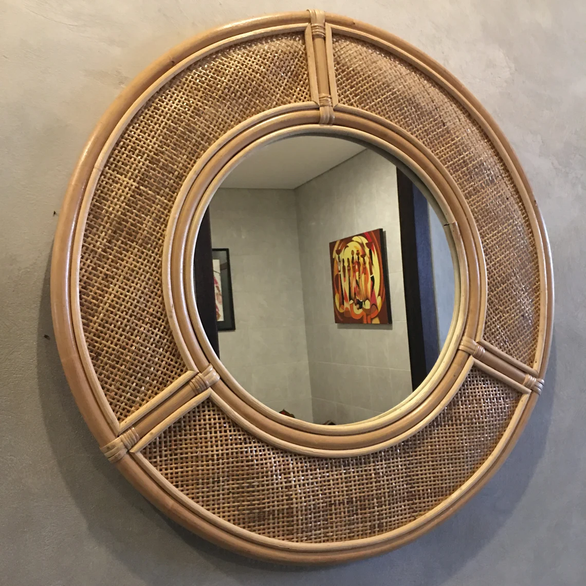 Hot selling pure handmade rattan mirror for pastoral famous wall mirror dressing mirror creative art wall hanging ornaments