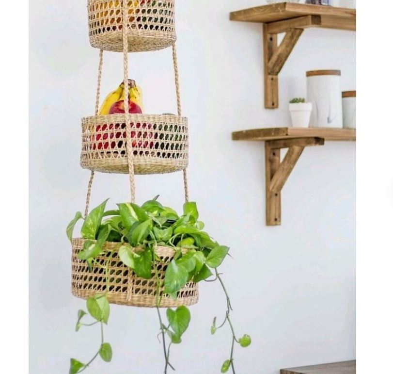 2022 Hot Product Macrame 3 Tier Hanging Basket Indoor Outdoor Plant Hanger Stand Flower Pot for Home Decor