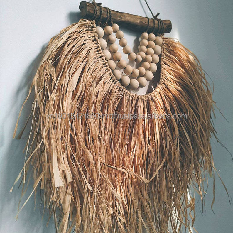 New style retro hand-woven raffia material wall decoration