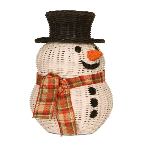 New design for Christmas 2022, Rattan Storage Basket with Lid with the cheapest price from manufacturer - Adorable Snowman