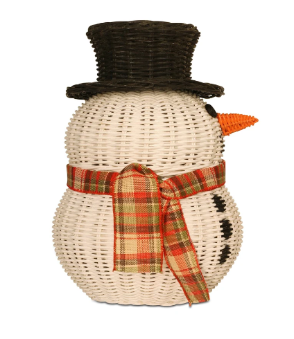 New design for Christmas 2022, Rattan Storage Basket with Lid with the cheapest price from manufacturer - Adorable Snowman