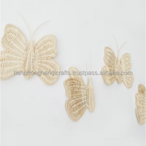 NEW PRODUCT Set of 2 Butterfly Rattan Home Decorative Kid Toy |  Natural Rattan Wicker Wall Decor, Kids Room Decoration