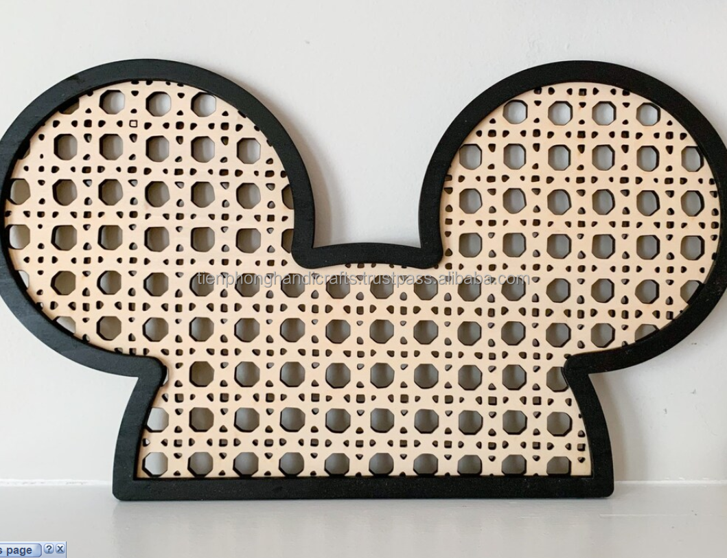 Handmade Rattan Mickey Art Hanging Wall Decor Rattan Home Decoration