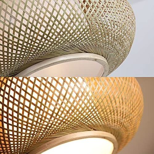 Antique Lantern Pendant Lighting Rattan Single Light Weaving Natural Wooden Ceiling Hanging Light Beige Ceiling Fixture