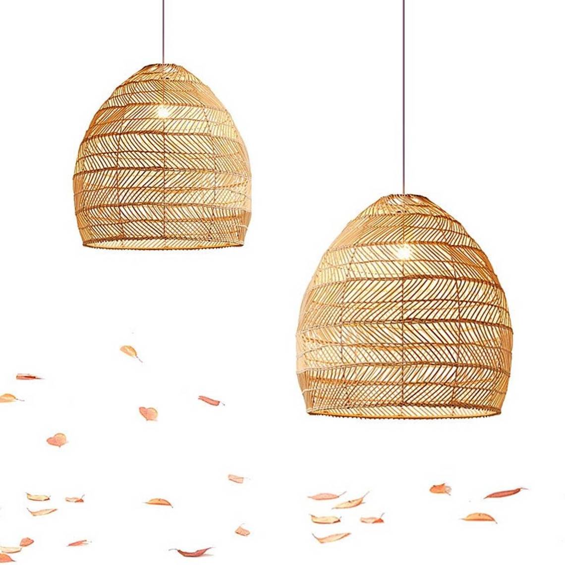 Vietnamese Style Bamboo Woven Decorative Light Fixture Bamboo Pendant Lamp Clubhouse Tea House Hotel Restaurant Hanging Lights