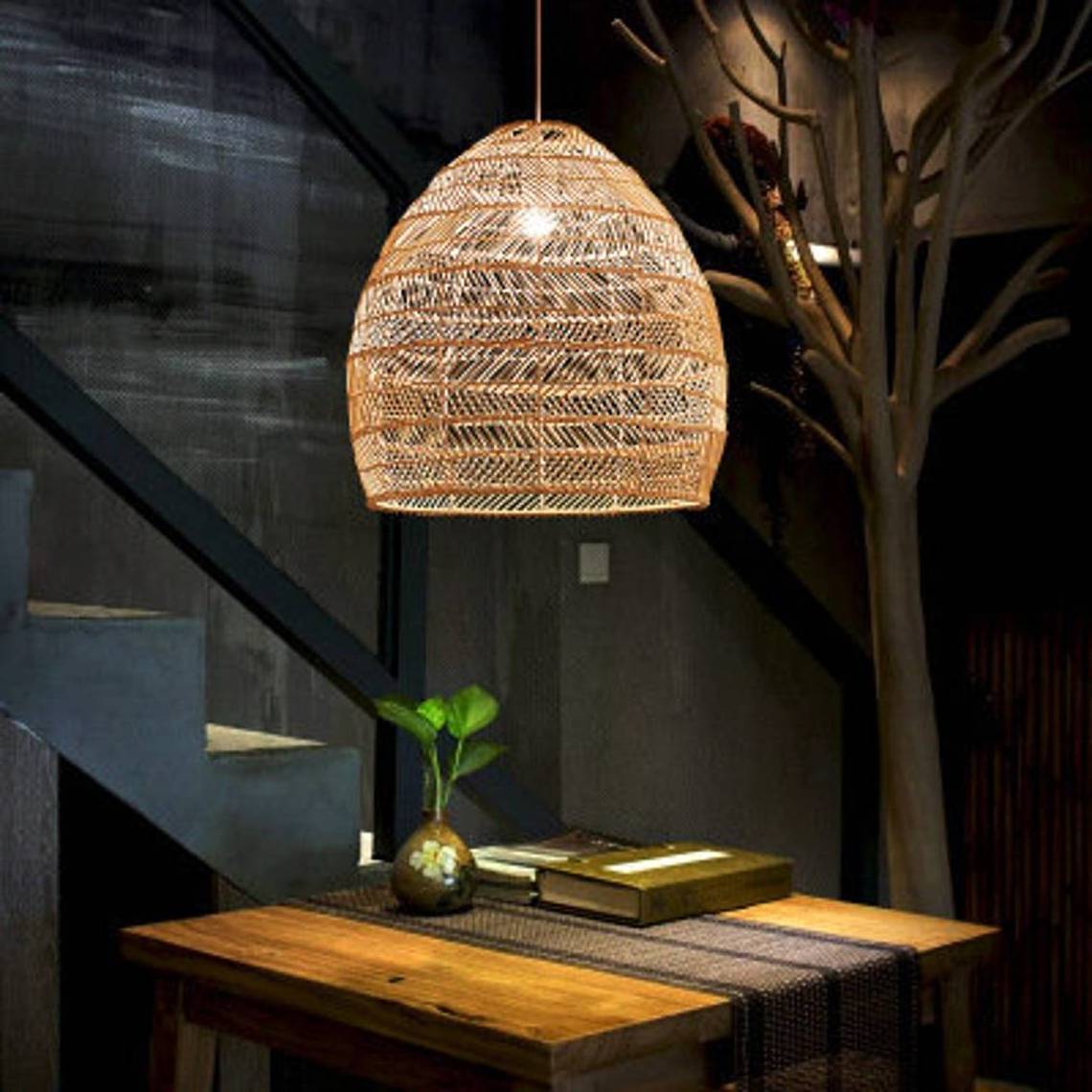 Vietnamese Style Bamboo Woven Decorative Light Fixture Bamboo Pendant Lamp Clubhouse Tea House Hotel Restaurant Hanging Lights