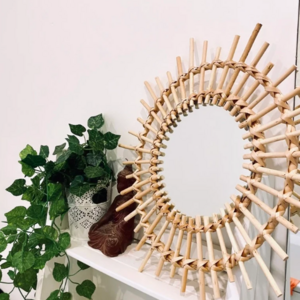 Hot Product Rattan wicker bamboo sunburst mirror