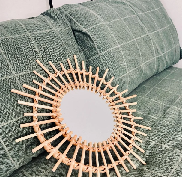 Hot Product Rattan wicker bamboo sunburst mirror