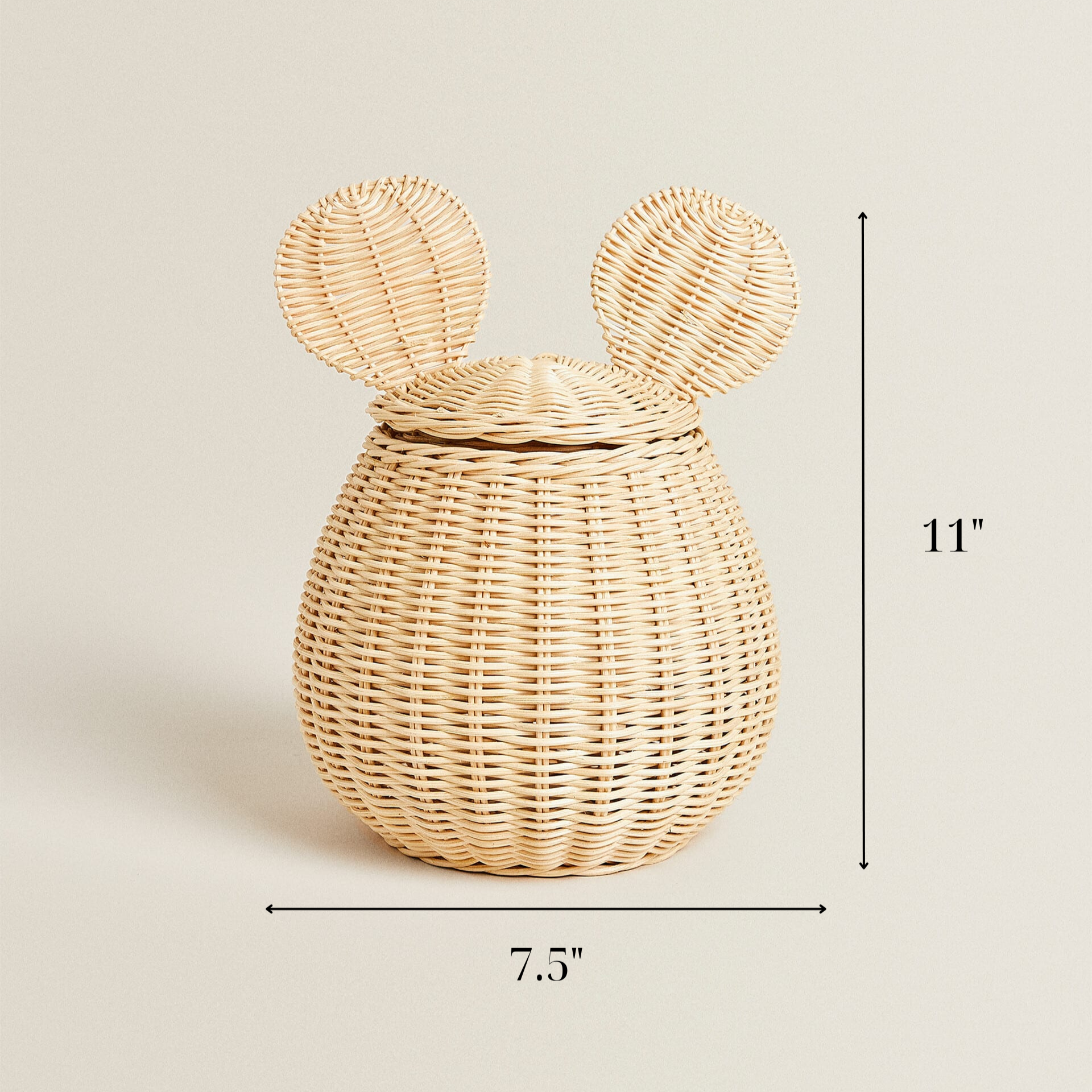 Best Selling Cheap Price Rattan Basket with Mouse Ear Detail Oval Woven Storage with Lid in Various Sizes