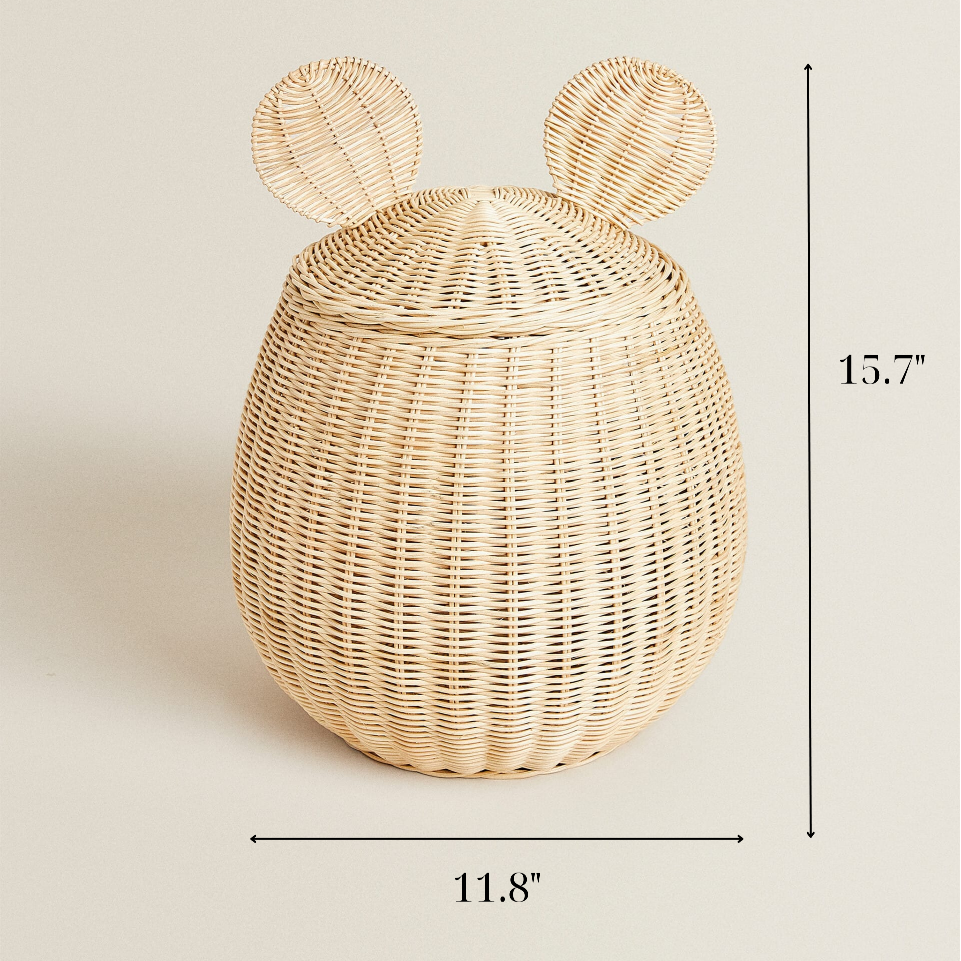 Best Selling Cheap Price Rattan Basket with Mouse Ear Detail Oval Woven Storage with Lid in Various Sizes