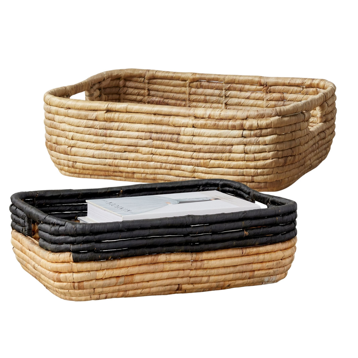 Wholesale 2023 Woven Water Hyacinth Underbed Baskets - Set of 2, Boho Chic Storage, Stylish Underbed Organization Solution