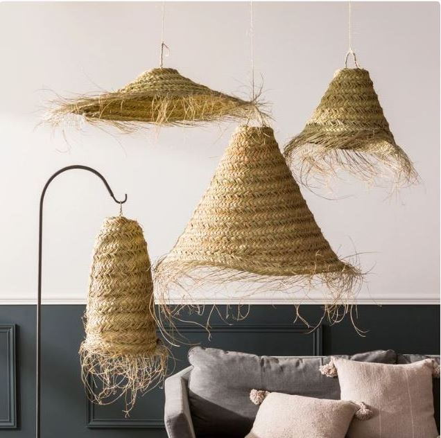 WHOLESALE HANDMADE Natural Boho Light Fixture Wicker Lampshade, Rattan Lampshade, Wicker Pendant Lamp