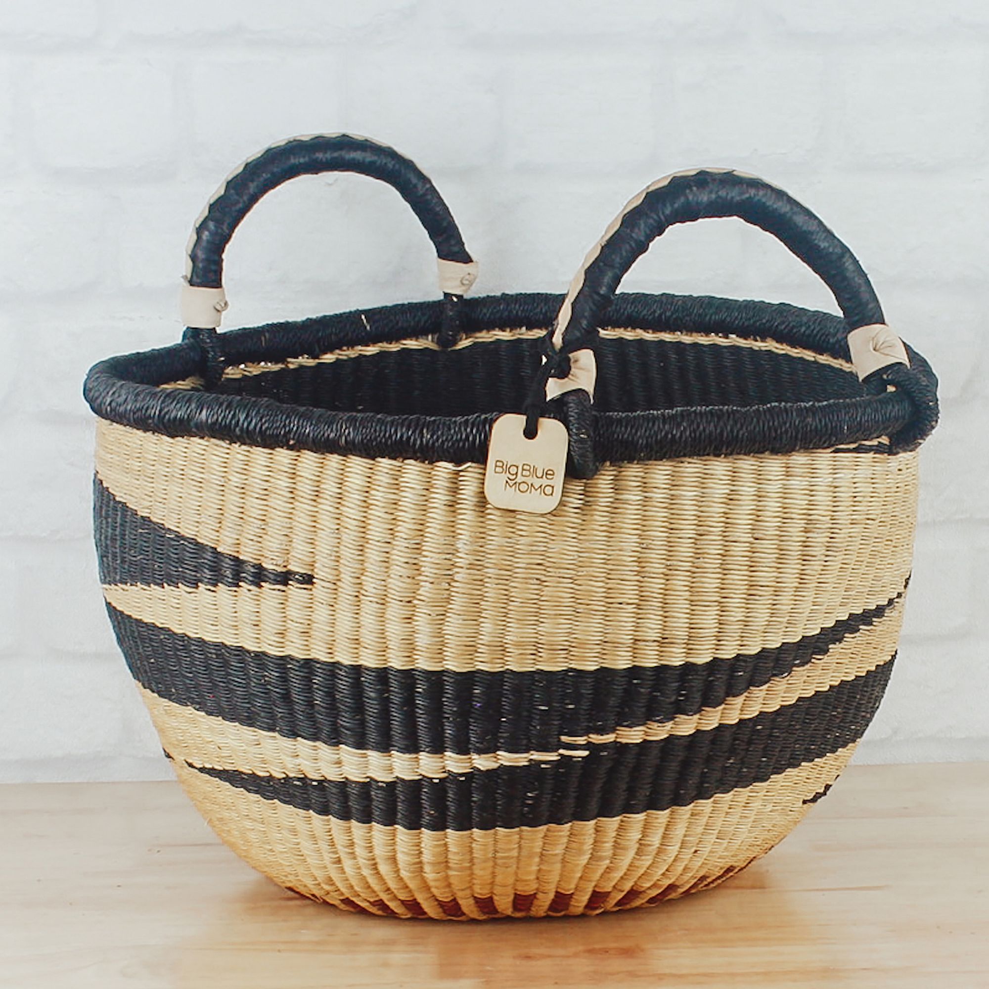 Wholesale Best Selling 2023 Premium Handwoven Moma Bolga Baskets - Big Blue Boho Chic Storage Sustainable African Craftsmanship