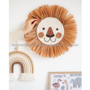 HOT AMAZON 2022 Honey Brown Lion Seagrass Wall Hanging for Home Decorative Kid Toy | Decoration for Children's Room, Nursery