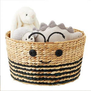 Best Price Water Hyacinth Storage Baskets Colorful Bee Organizer Bin for Bedroom Cartoon Cute Toy Storage Laundry Basket