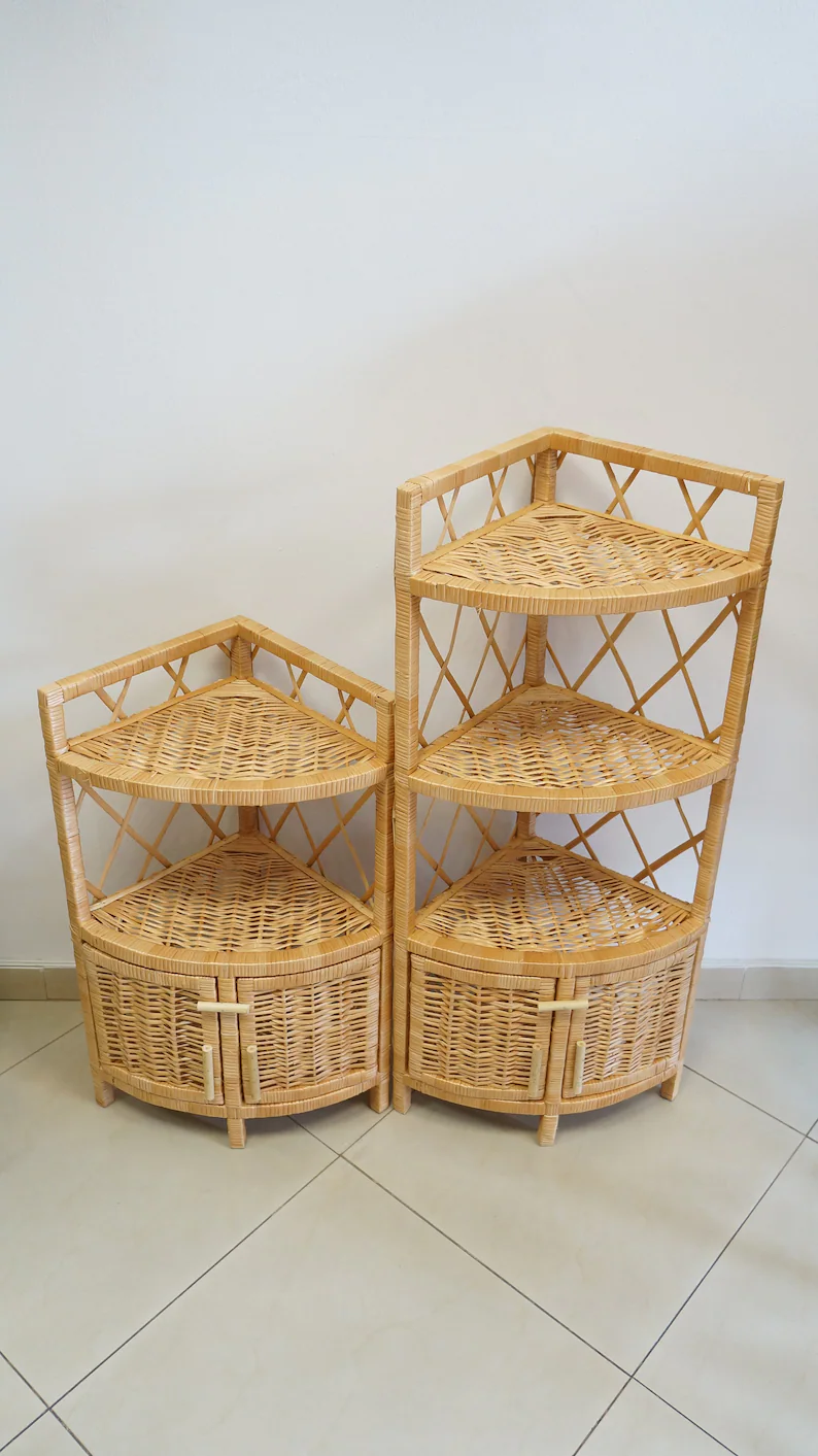 Vintage Wicker Rattan Cupboard Vintage Rattan Wicker Shelf 70s Vintage Rattan Wicker Furniture from Viet Nam