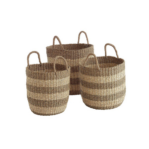 Wholesale Best Selling 2023 Premium Camden Woven Baskets (Set of 3) - Boho Chic Storage, Handcrafted Natural Seagrass