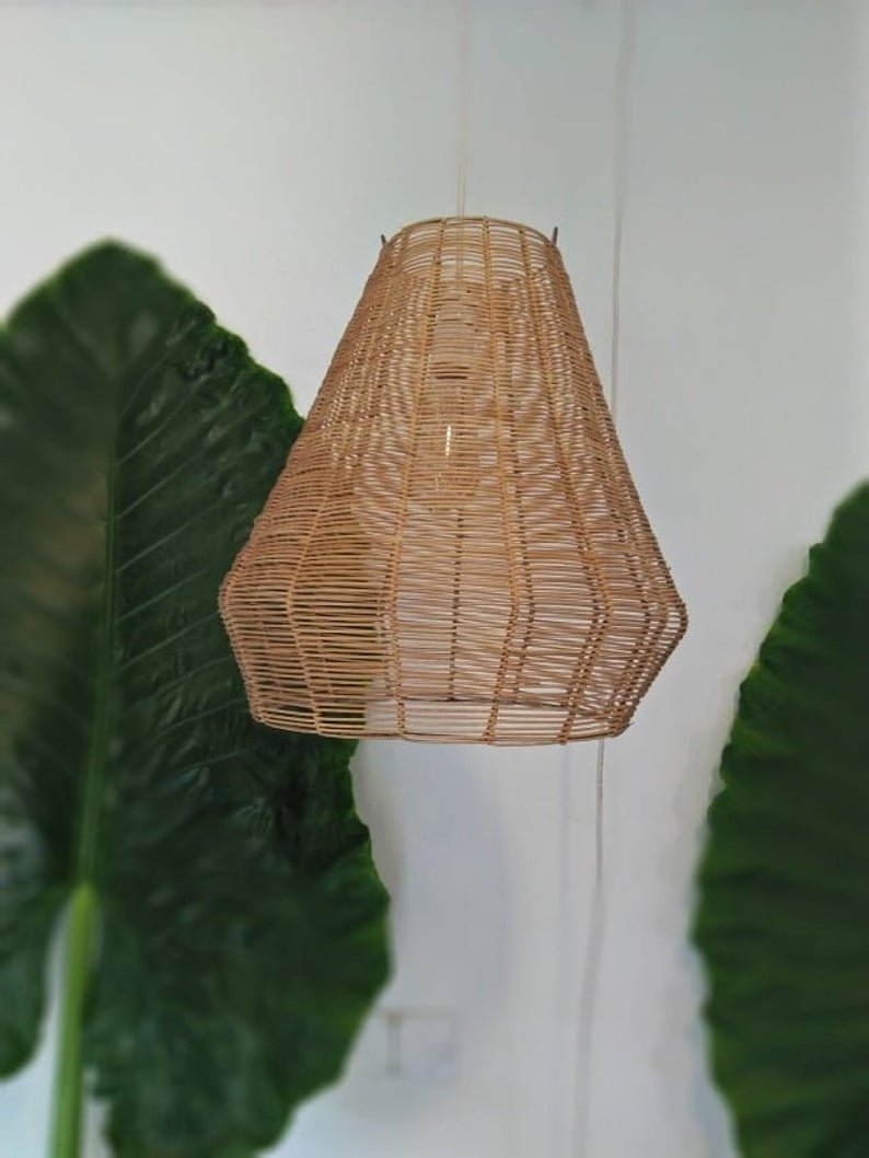 Fancy Lamps Rattan Shade Chandelier Lighting Natural Wicker Decorative Pendant Light Made in Vietnam