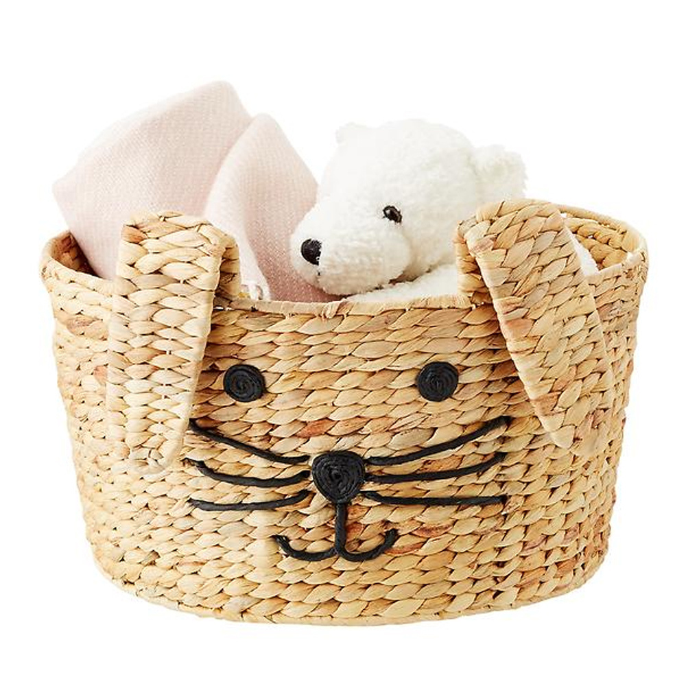 HOT PRODUCT Natural Brown Woven Water Hyacinth Storage Cute Rabbit Basket Animal Toy Laundry Baskets