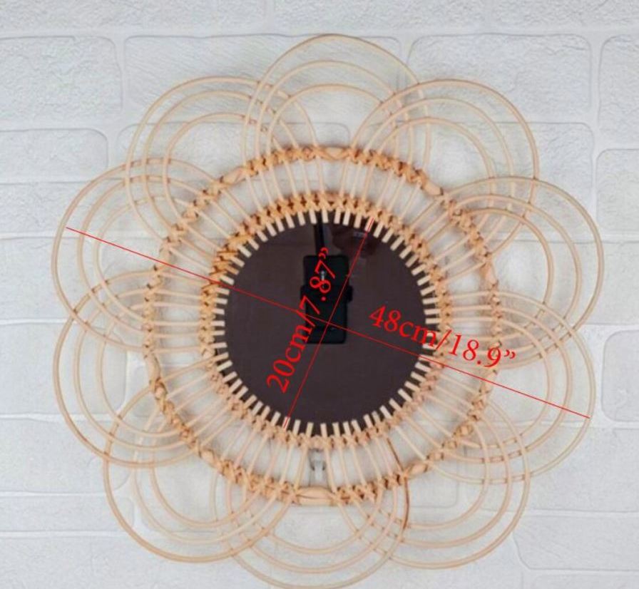 Hot Product 2022 Perfect Handmade Natural Round Makeup Mirror, Wall Mirror Crafts Rattan Flower Wall Decor