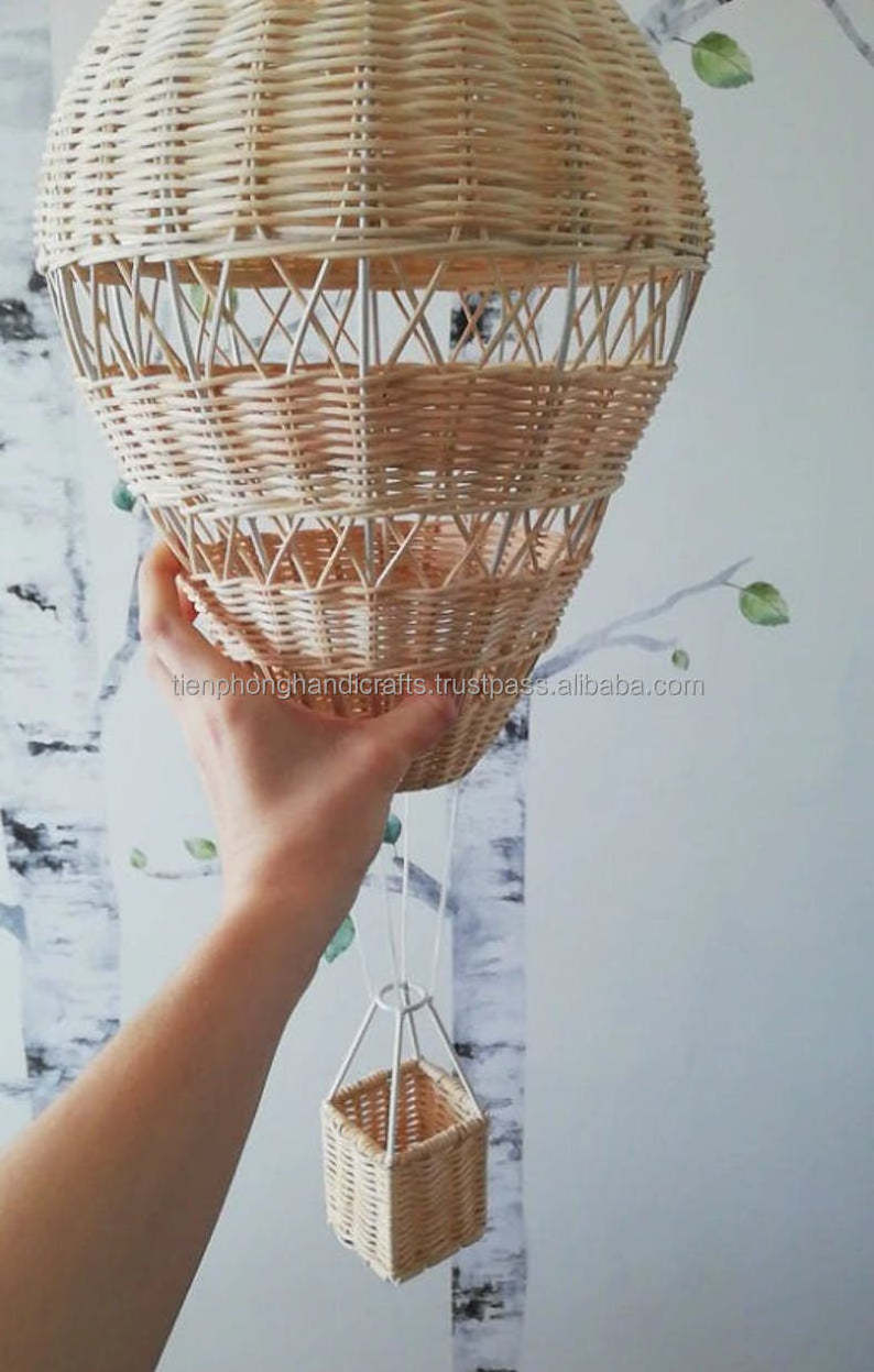 Hot Air Balloon Rattan Wicker Wall Hanging for Home Decorative Kid Toy House Hanging Balloon Made in Vietnam