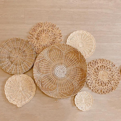 Set Of 7 Seagrass African Baskets Boho Wall Decor Bohemian Wall Decor, Gift Idea