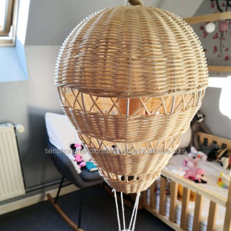 Hot Air Balloon Rattan Wicker Wall Hanging for Home Decorative Kid Toy House Hanging Balloon Made in Vietnam