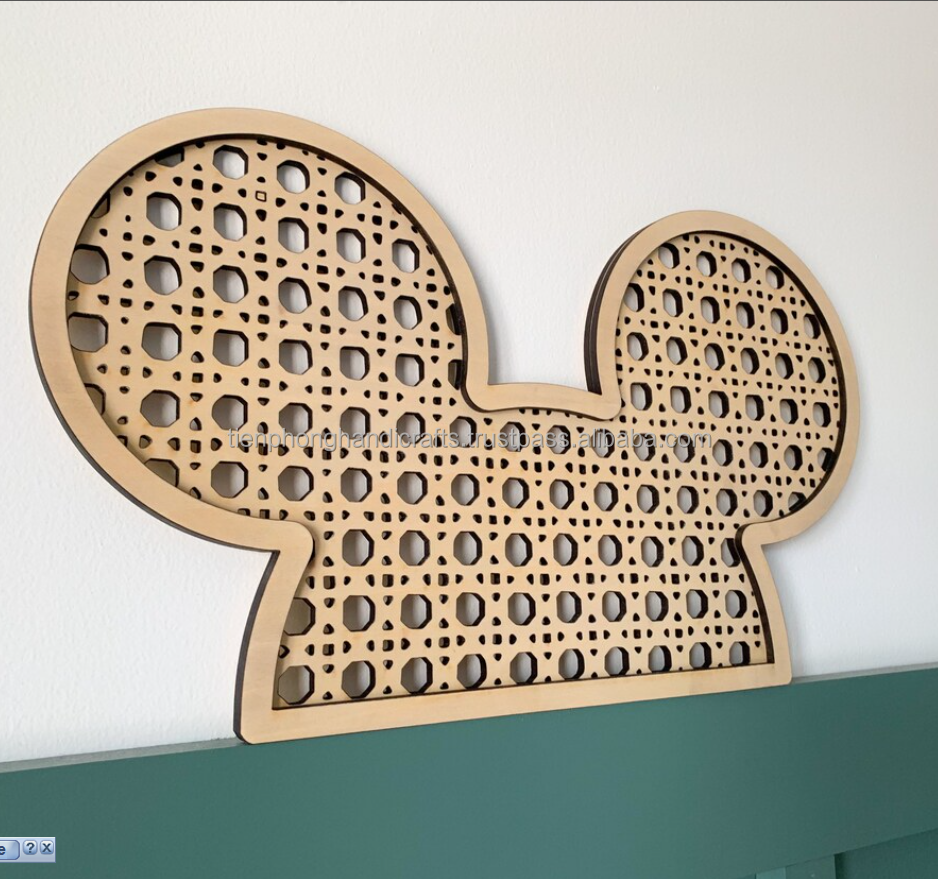 Handmade Rattan Mickey Art Hanging Wall Decor Rattan Home Decoration