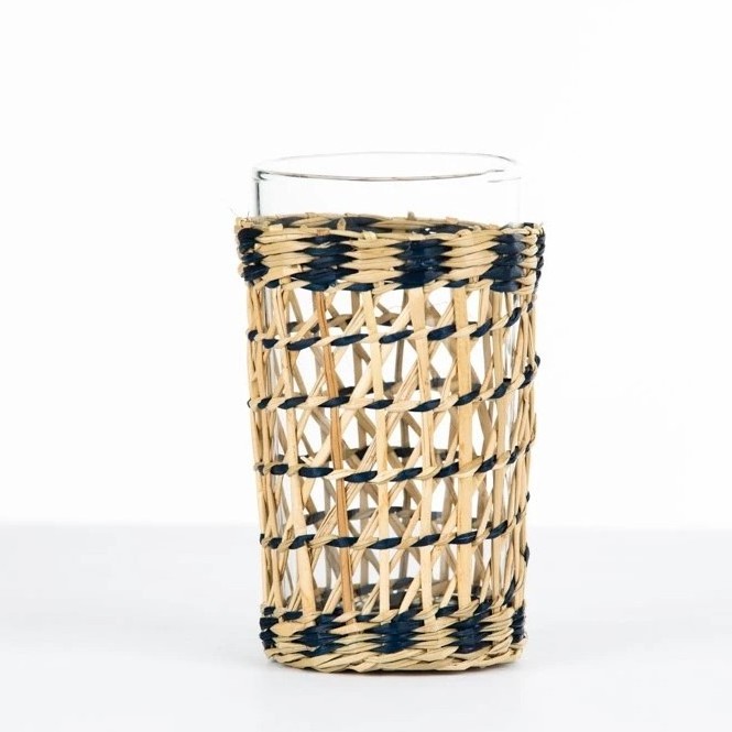 Set of 3 Handmade Woven Seagrass Water Tumbler, Highball Tumbler and Juice Cup Decor Table Party