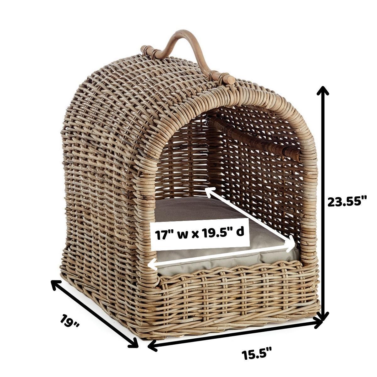 SALE! Wholesale Best Selling 2023 Boho Wicker Handwoven Rattan Canopy Pet Bed for Pet Decor Living Room Indoor