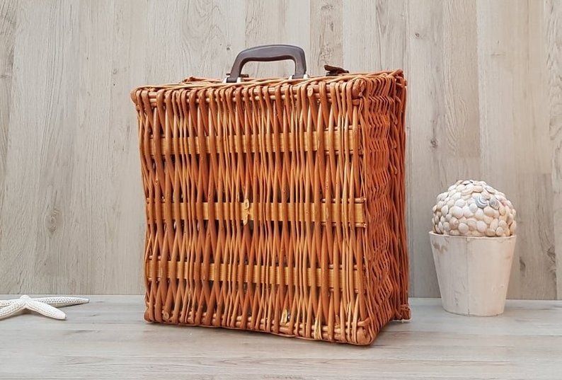 Direct Factory Cheap Wicker Picnic Basket Set 4 person natural Willow Lid basket