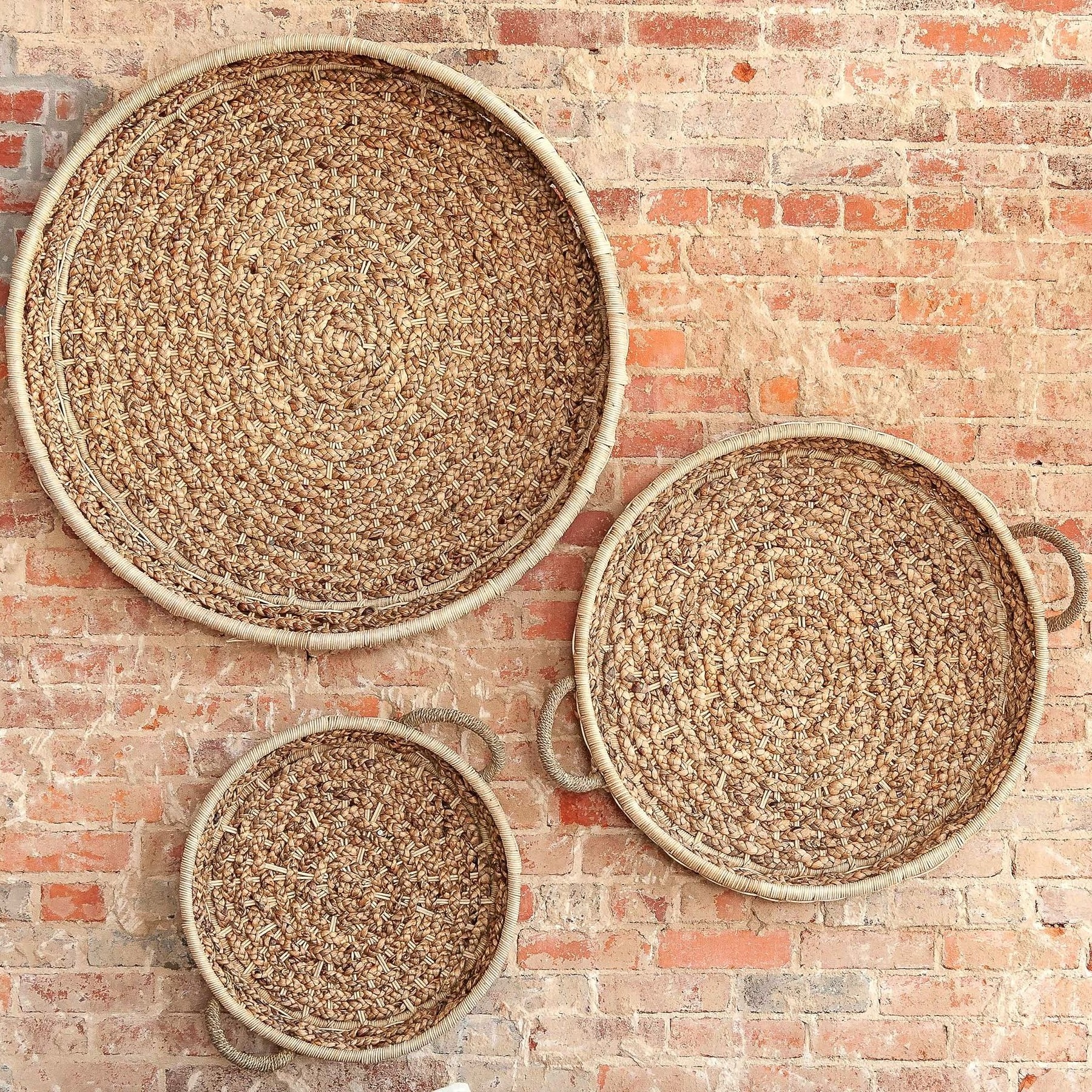 Low MOQ Cheap Price Best Selling 2023 Emma Woven Baskets Wall Art, Set of 3 for Decor Living Room Bedroom