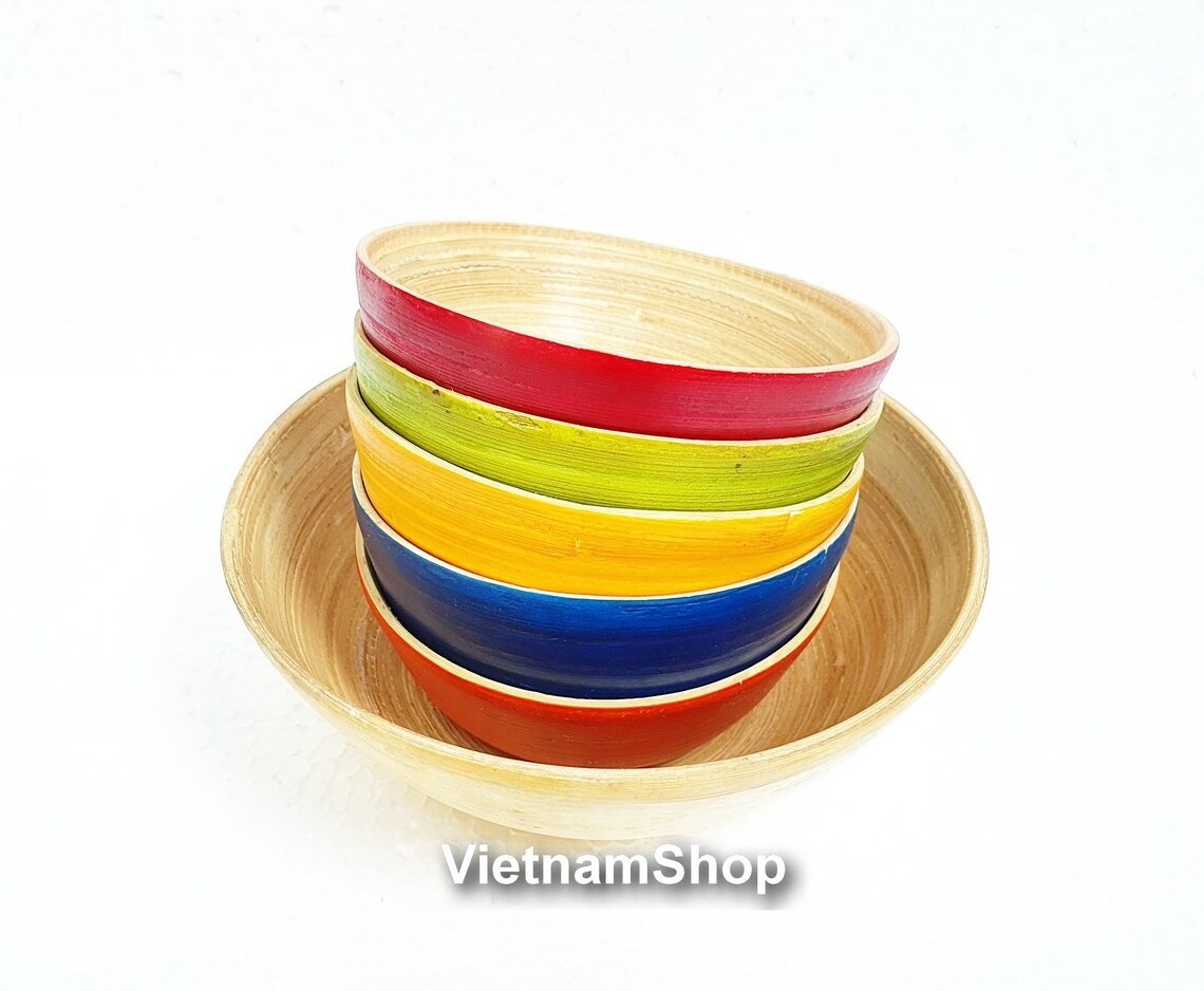 Best Seller Set Of 6 Bamboo Bowls Bamboo Salad Baby Bowl With Vivid Color