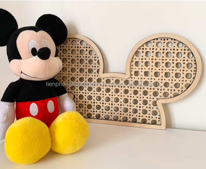 Handmade Rattan Mickey Art Hanging Wall Decor Rattan Home Decoration