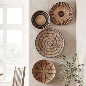 Hot sale Set of 4 Seagrass Woven Wall Plate/ Wall Hanging Decoration Hanging