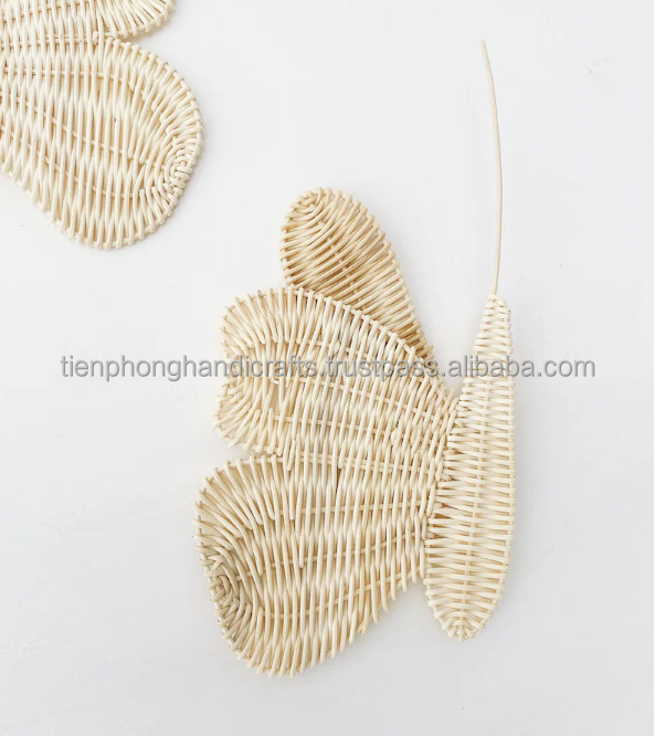 NEW PRODUCT Set of 2 Butterfly Rattan Home Decorative Kid Toy |  Natural Rattan Wicker Wall Decor, Kids Room Decoration