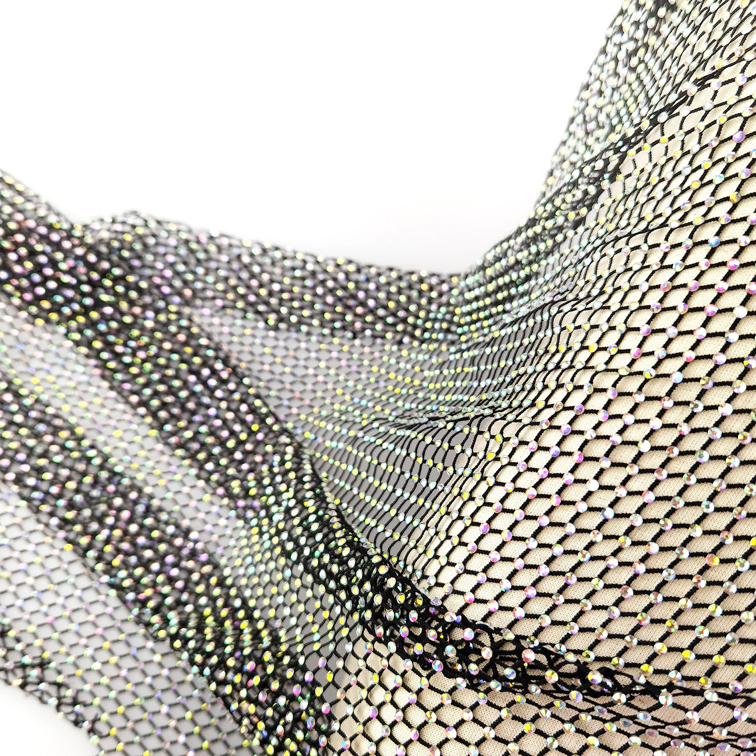 Stock Sale High grade fashion elastic mesh rhinestone fabric for evening dress