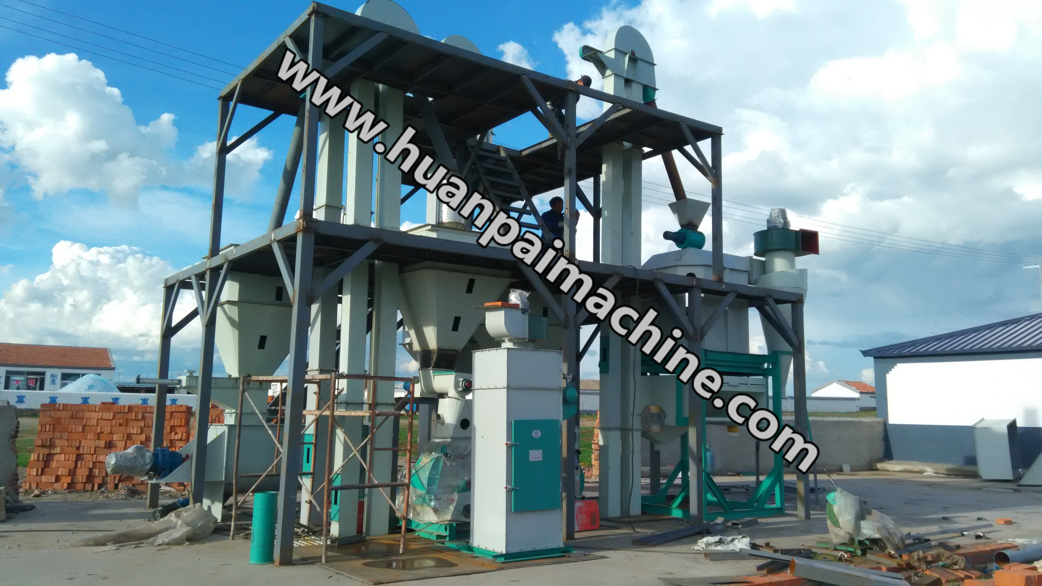 1-2 TPH poultry feed mill equipment / feed processing machines / cattle feed mixer feed production line