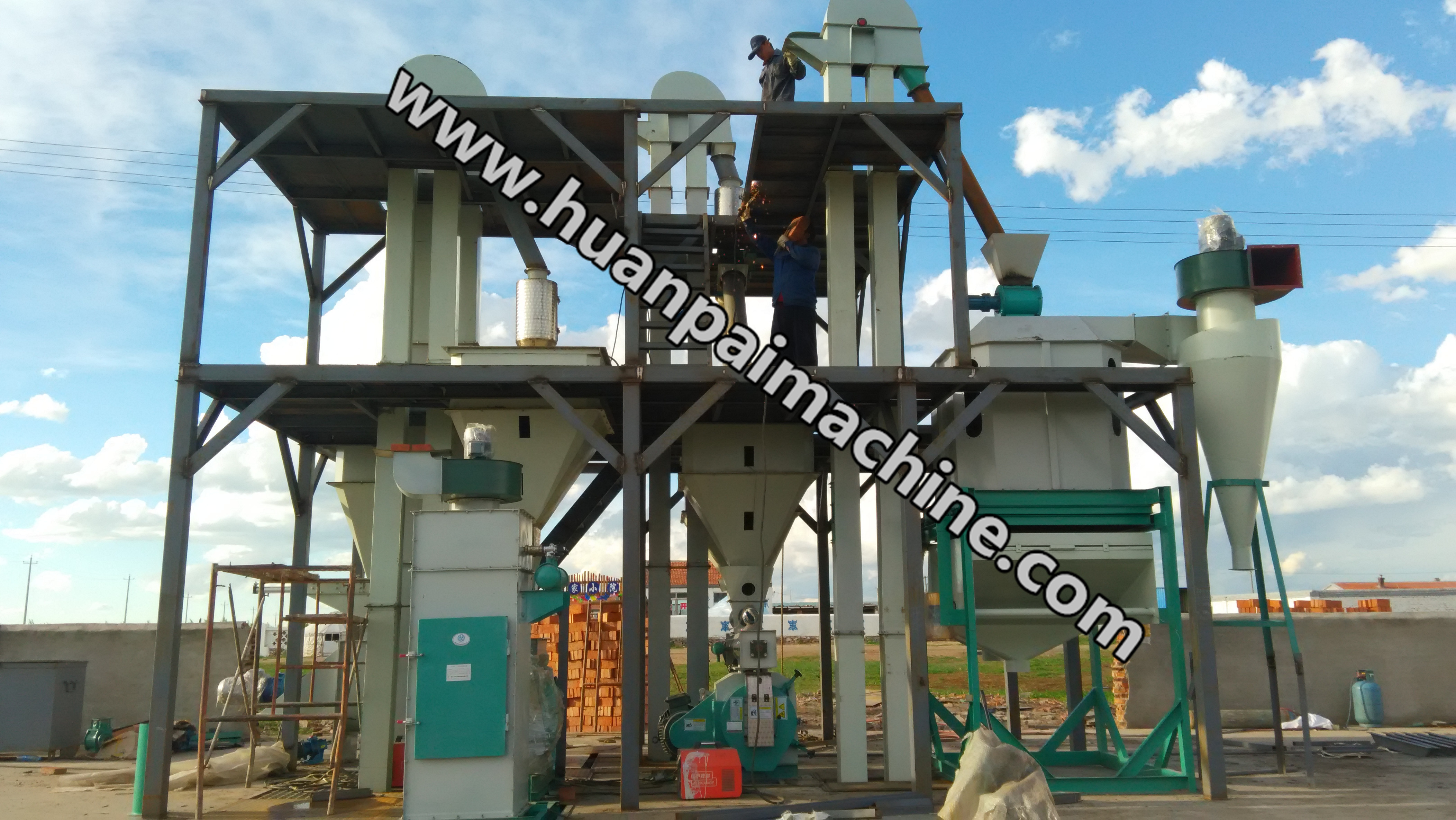 1-2 TPH poultry feed mill equipment / feed processing machines / cattle feed mixer feed production line