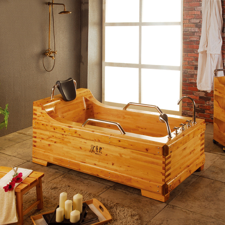 Sauna Bathtub for 2 persons cedar material  Portable Cedar Wooden bathtub