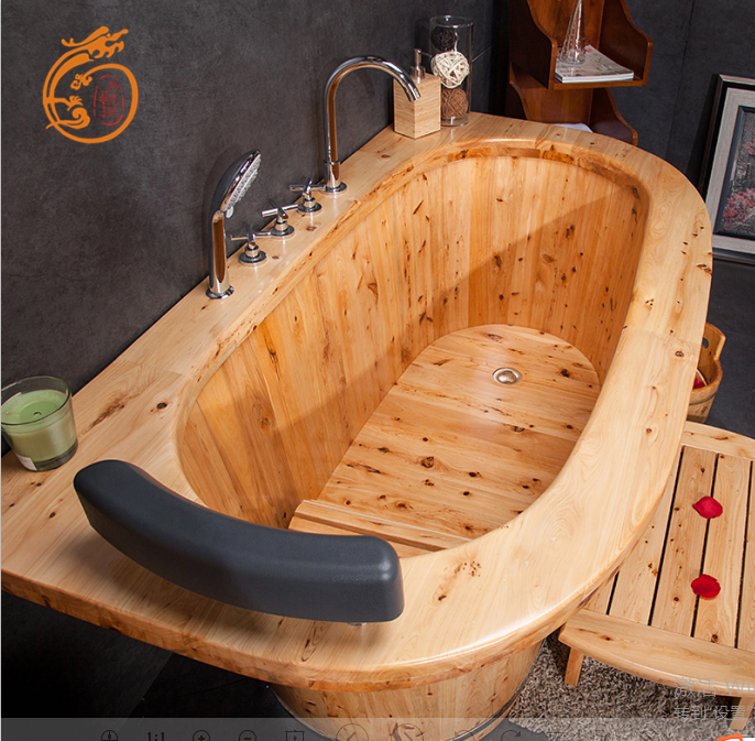 1.6M=5.25FT Free standing natural color  whirlpool bathtubs cedar wood