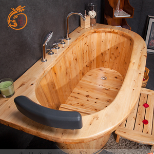 1.6M=5.25FT Free standing natural color  whirlpool bathtubs cedar wood