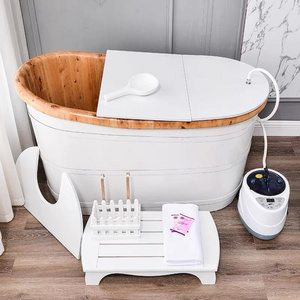 120cm elegant white hinoki bathroom bathing tub for adults freestanding soaking bathtub