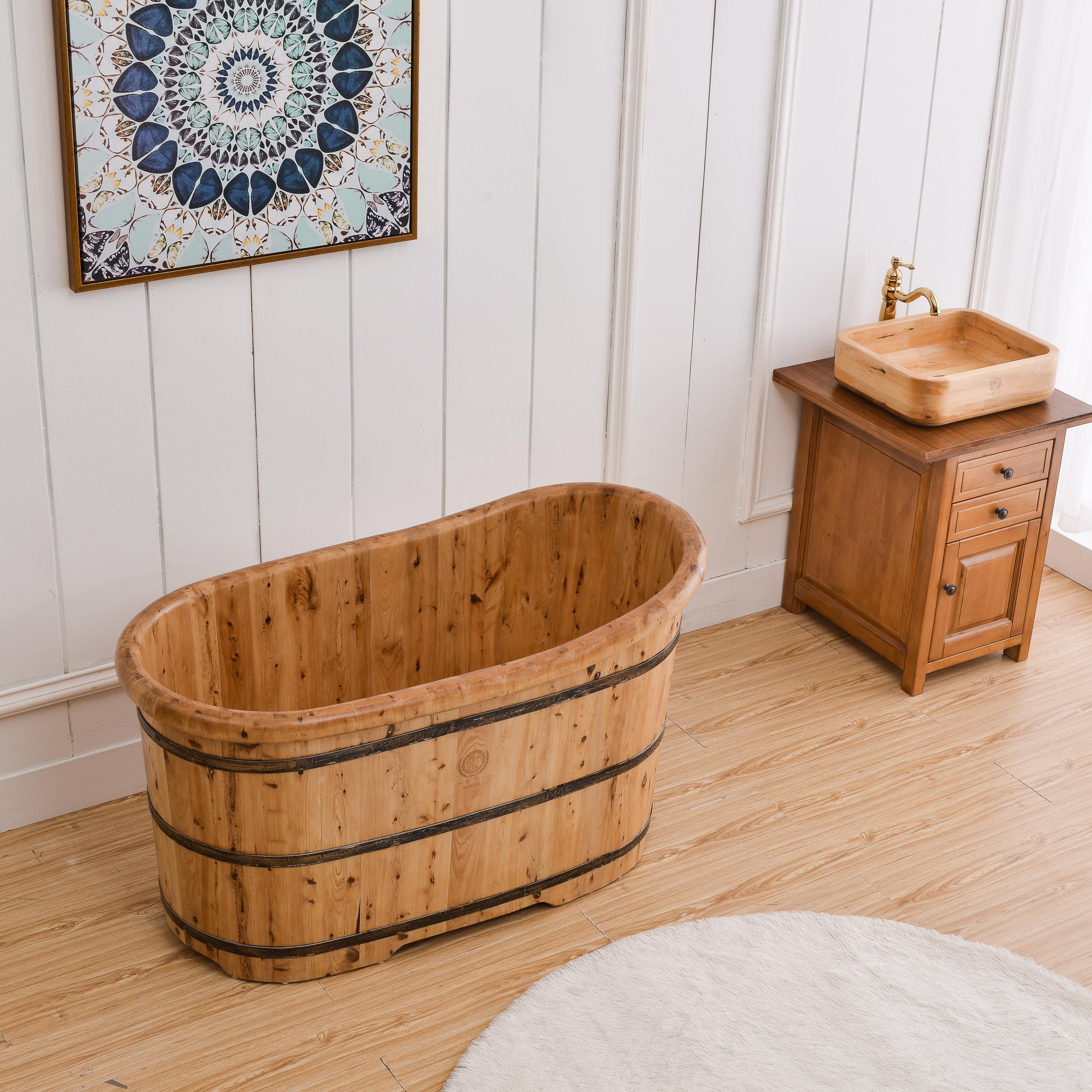 140cm/150cm/160cm  freestanding tub hinoki Wooden Bathtubs portable hot tub hotsale