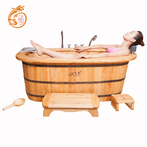 Cheap Freestanding Teak Solid Round Hinoki Chinese Cedar Wooden Bathtub