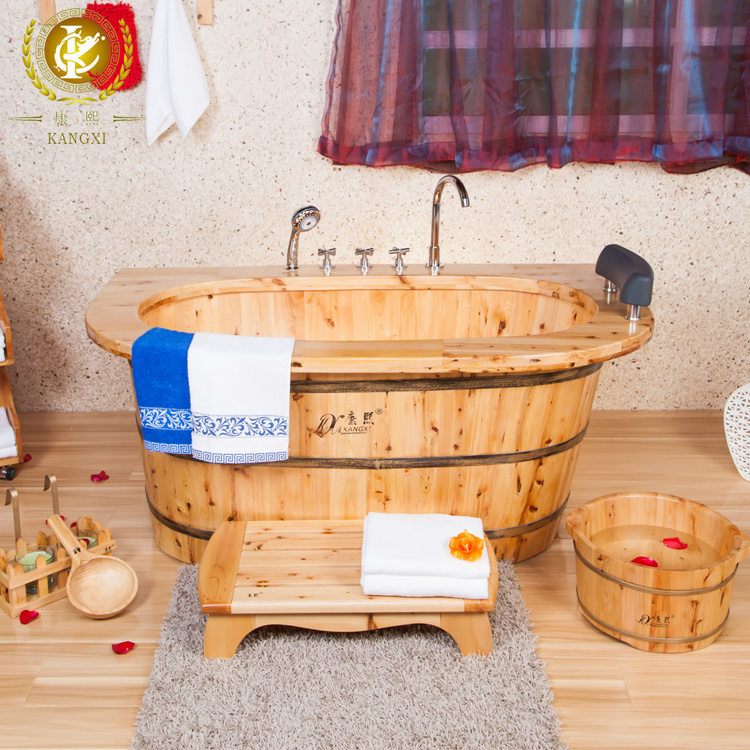 1.6M=5.25FT Free standing natural color  whirlpool bathtubs cedar wood