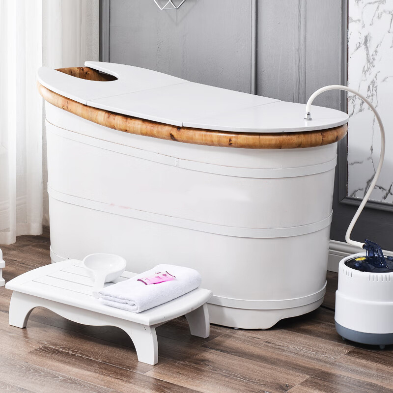 120cm elegant white hinoki bathroom bathing tub for adults freestanding soaking bathtub