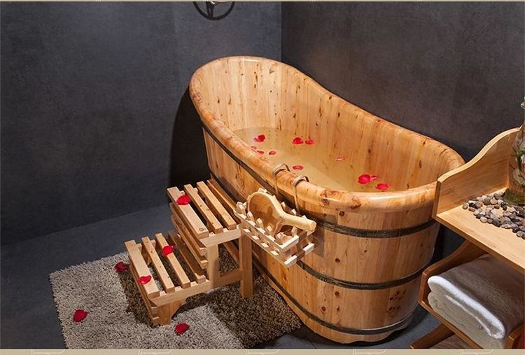 Wooden barrel 1 Person Hot Sauna Massager Tub Japanese Portable Cedar Wooden bathtub