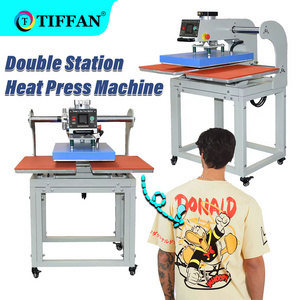 TIFFAN 40*60 Double Station prensa de calor de vaso Pneumatic Semi-automatic Sublimation Heat Press Machine for t-shirt