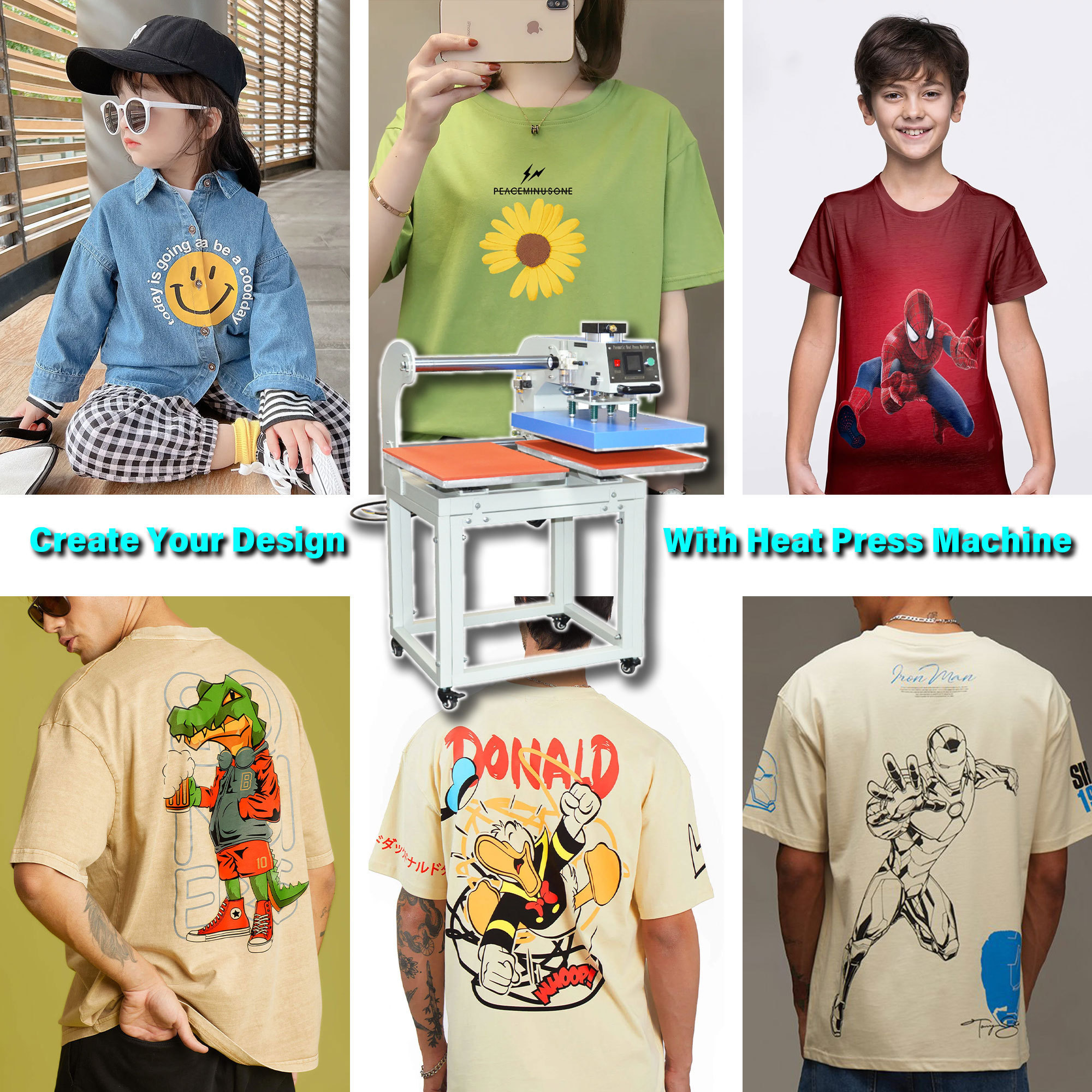 40*60CM Up Slide Pneumatic Double Station semi Auto Heat Transfer Press Printing t shirt embossing Machine for t-shirts Logo